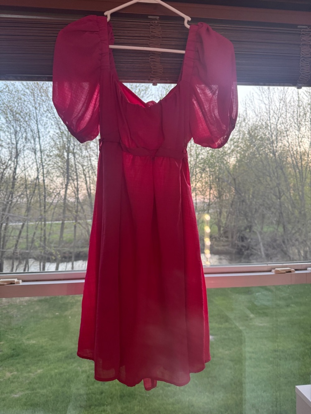 Lush Vibrant Pink Puff-Sleeve Mini Dress